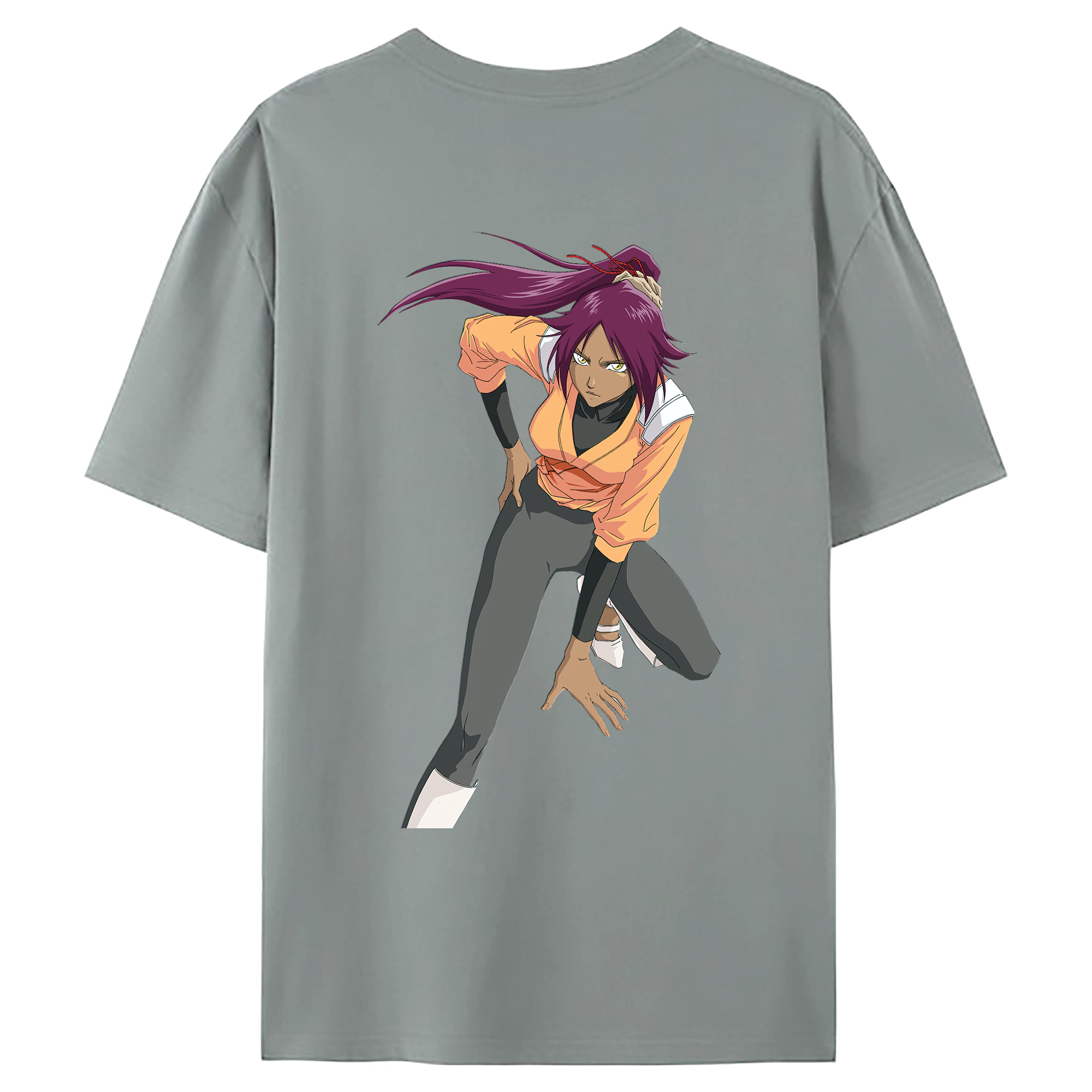 （画像用） ブリーチ 四楓院 夜一（しほういん よるいち） BLEACH Shihouin Yoruichi 綿100％ メンズ半袖Tシャツ（バックプリント） 通気性